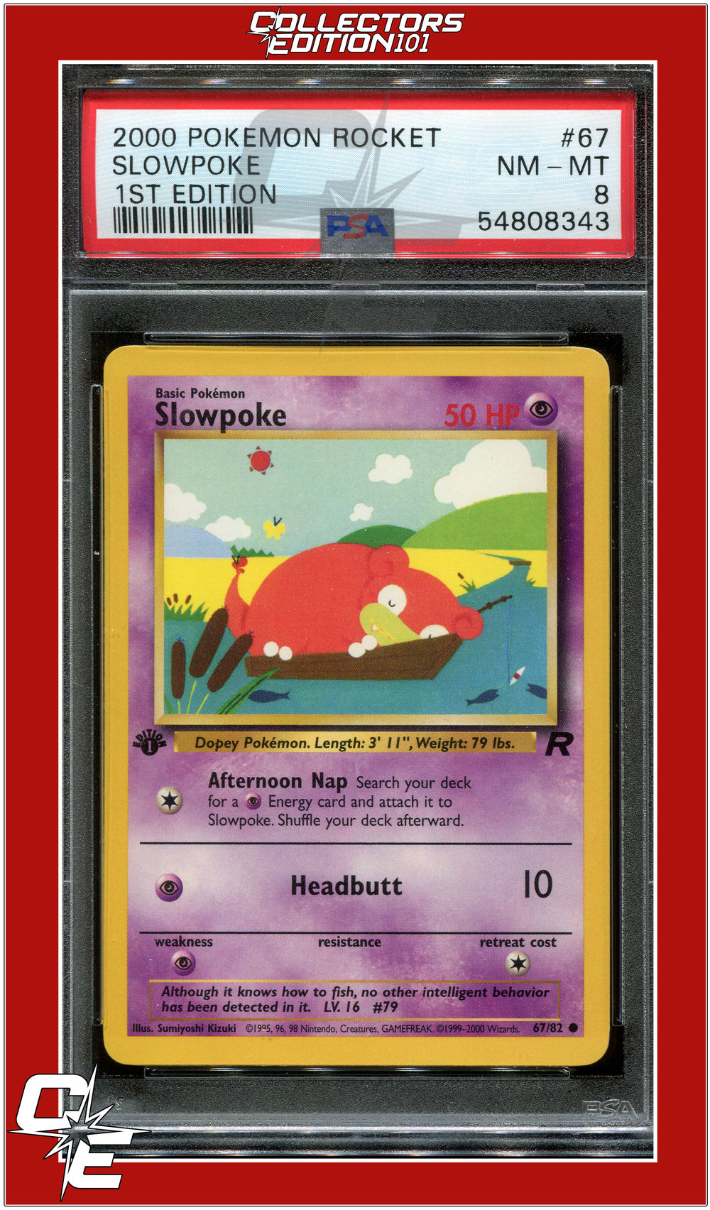 Team Rocket 67 Slowpoke 1st Edition PSA 8