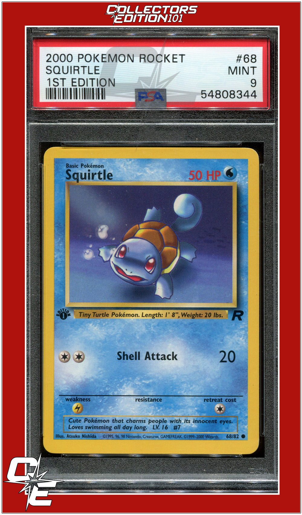 Team Rocket 68 Squirtle 1st Edition PSA 9
