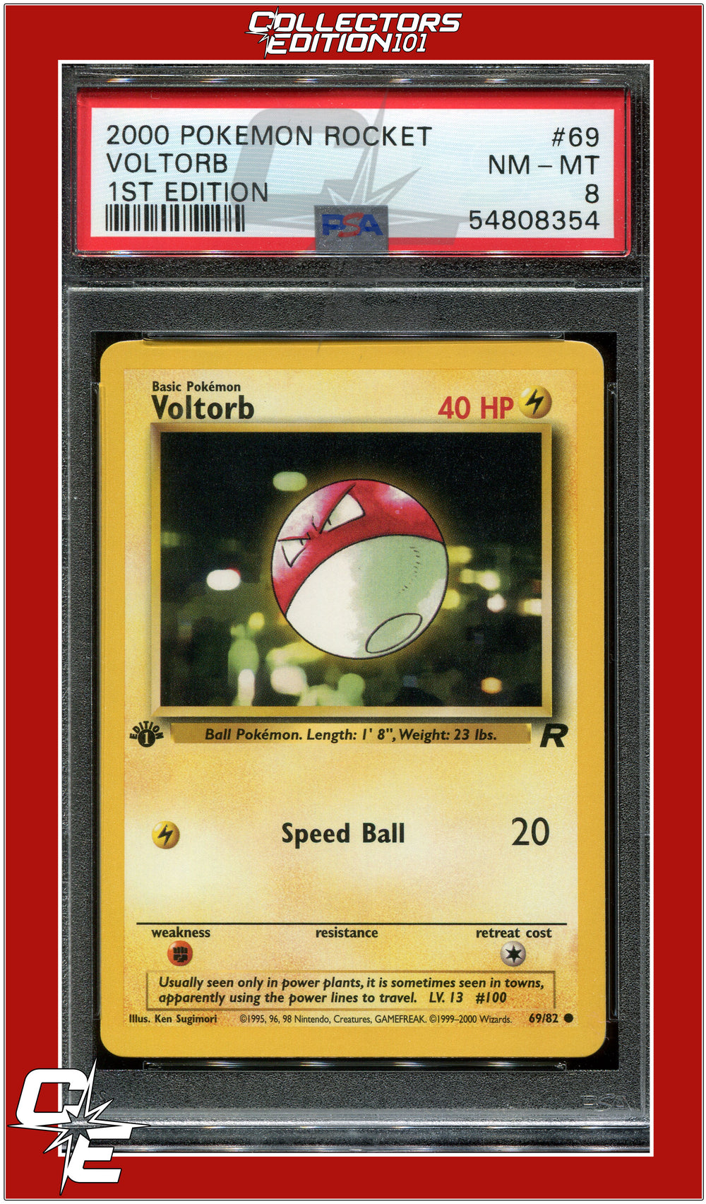 Team Rocket 69 Voltorb 1st Edition PSA 8