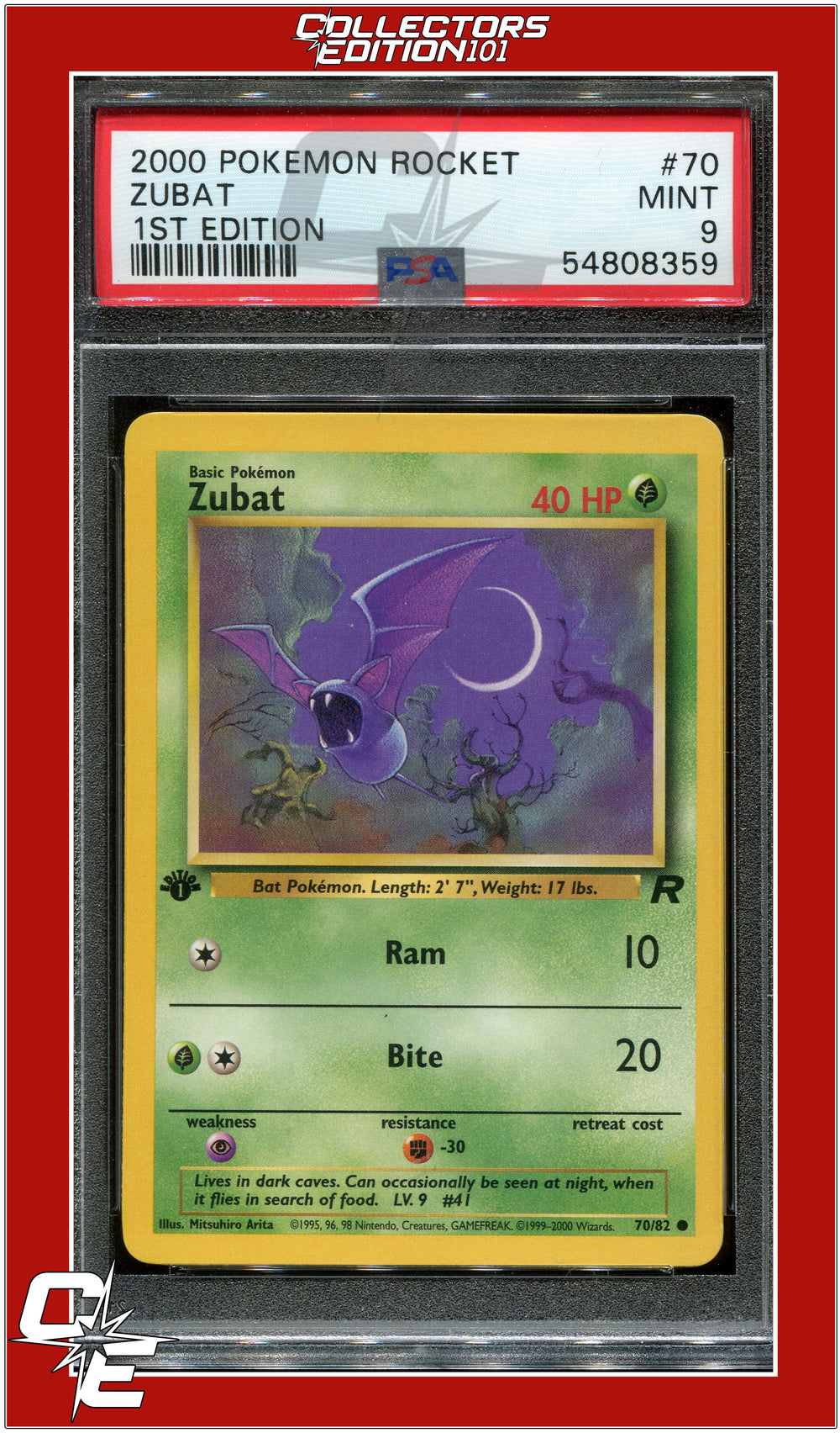 Team Rocket 70 Zubat 1st Edition PSA 9