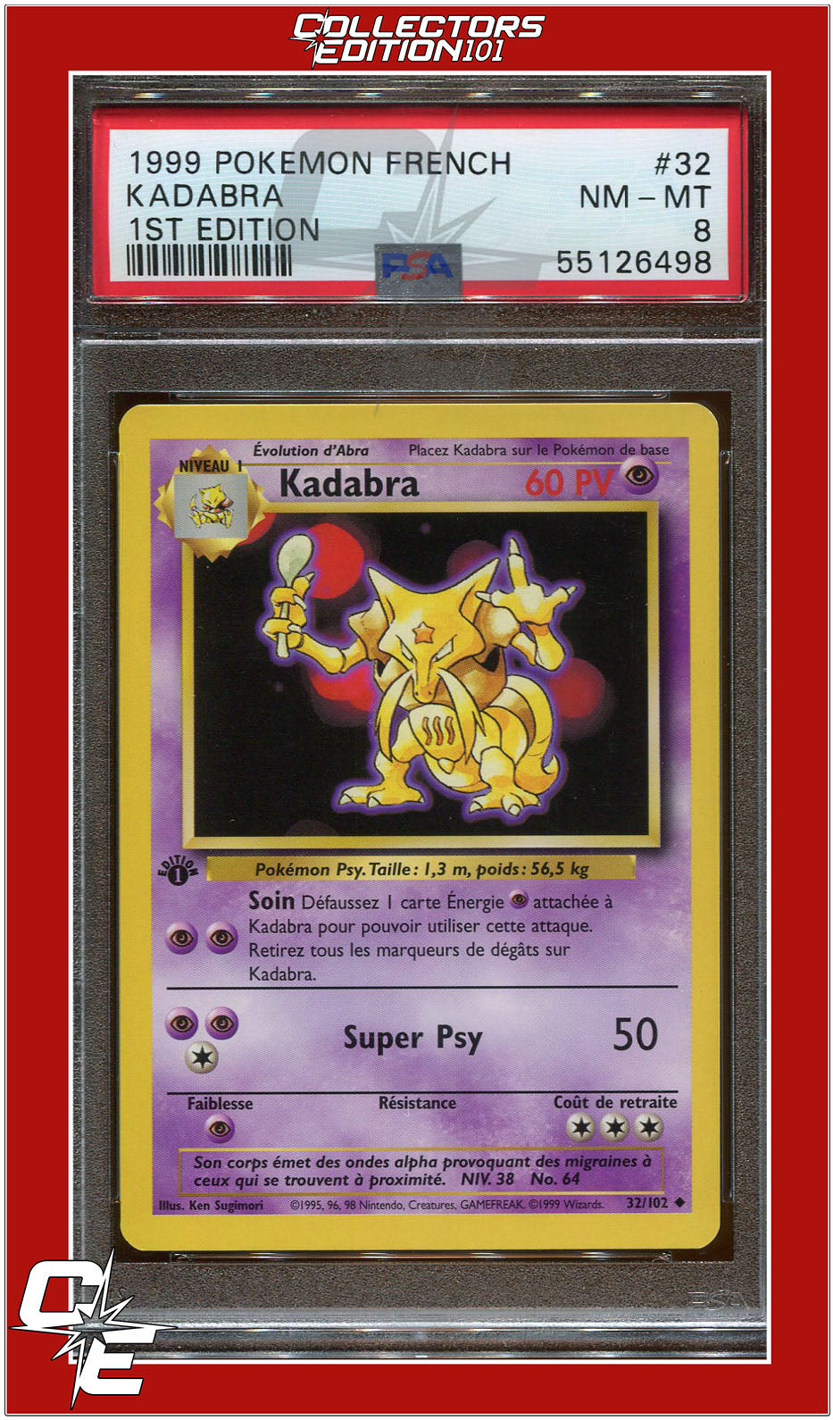 French 32 Kadabra 1st Edition PSA 8 | Collectors Edition 101 French 32 Kadabra 1st Edition PSA 8 | Collectors Edition 101