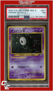 Japanese Neo 2 Unown A 201 Holo PSA 7