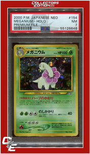 Japanese Neo 154 Meganium Holo Premium File PSA 7