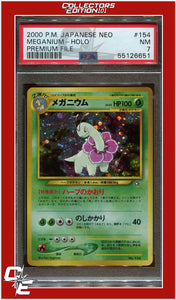 Japanese Neo 154 Meganium Holo Premium File PSA 7