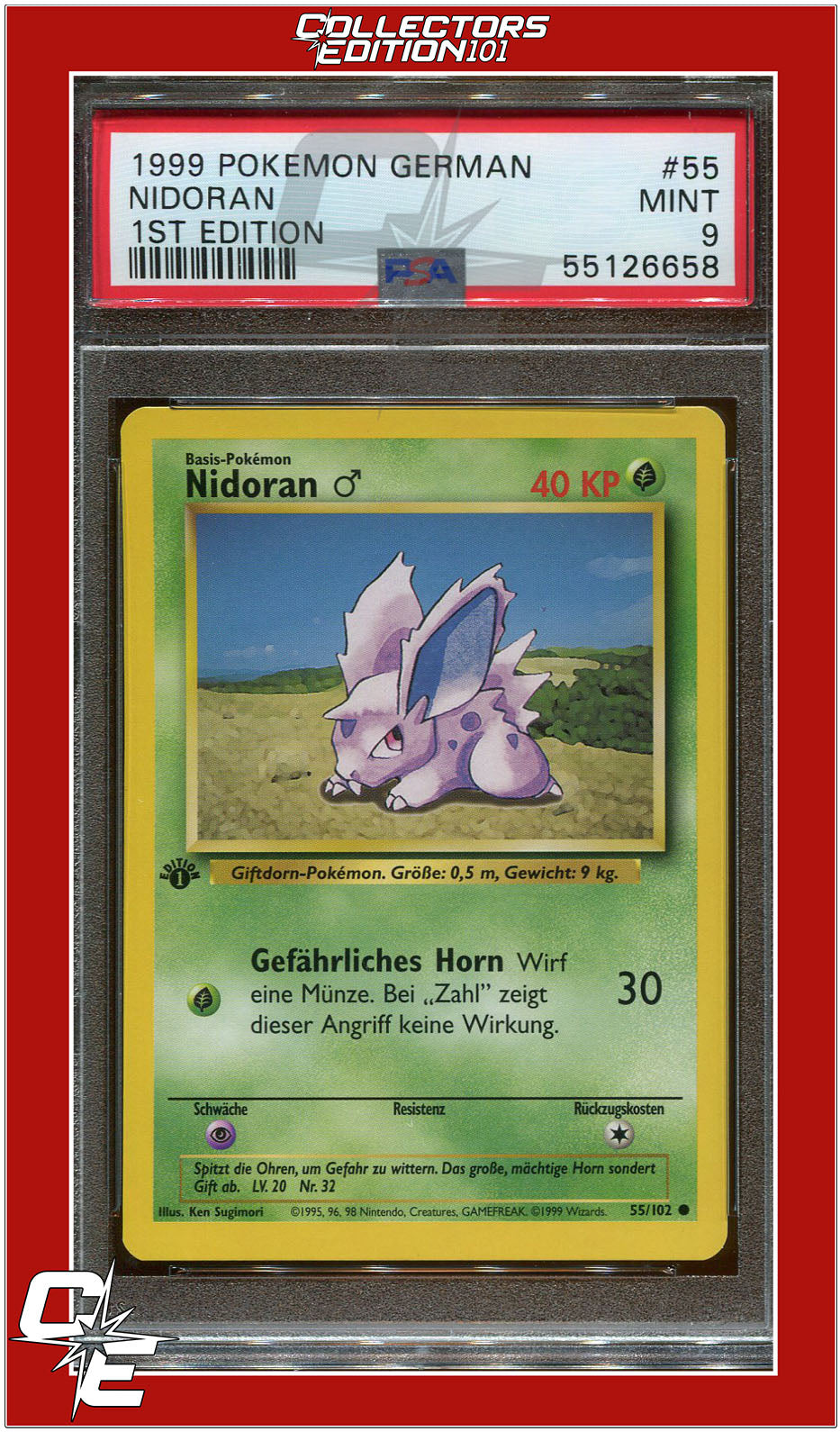 German 55 Nidoran 1st Edition PSA 9