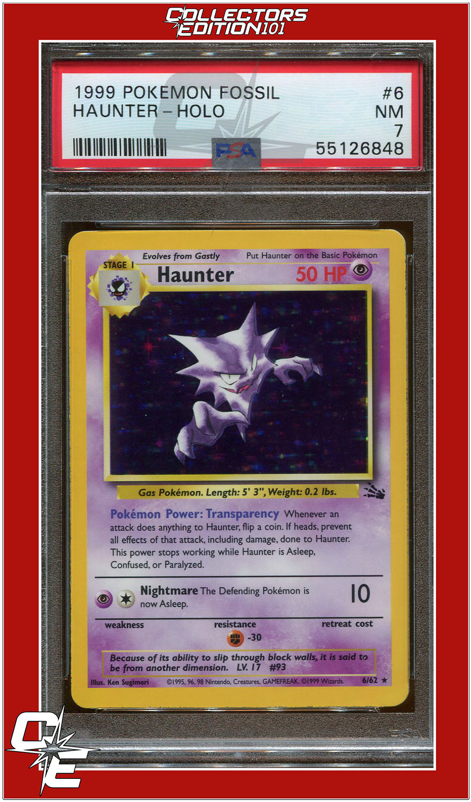 Fossil 6 Haunter Holo PSA 7