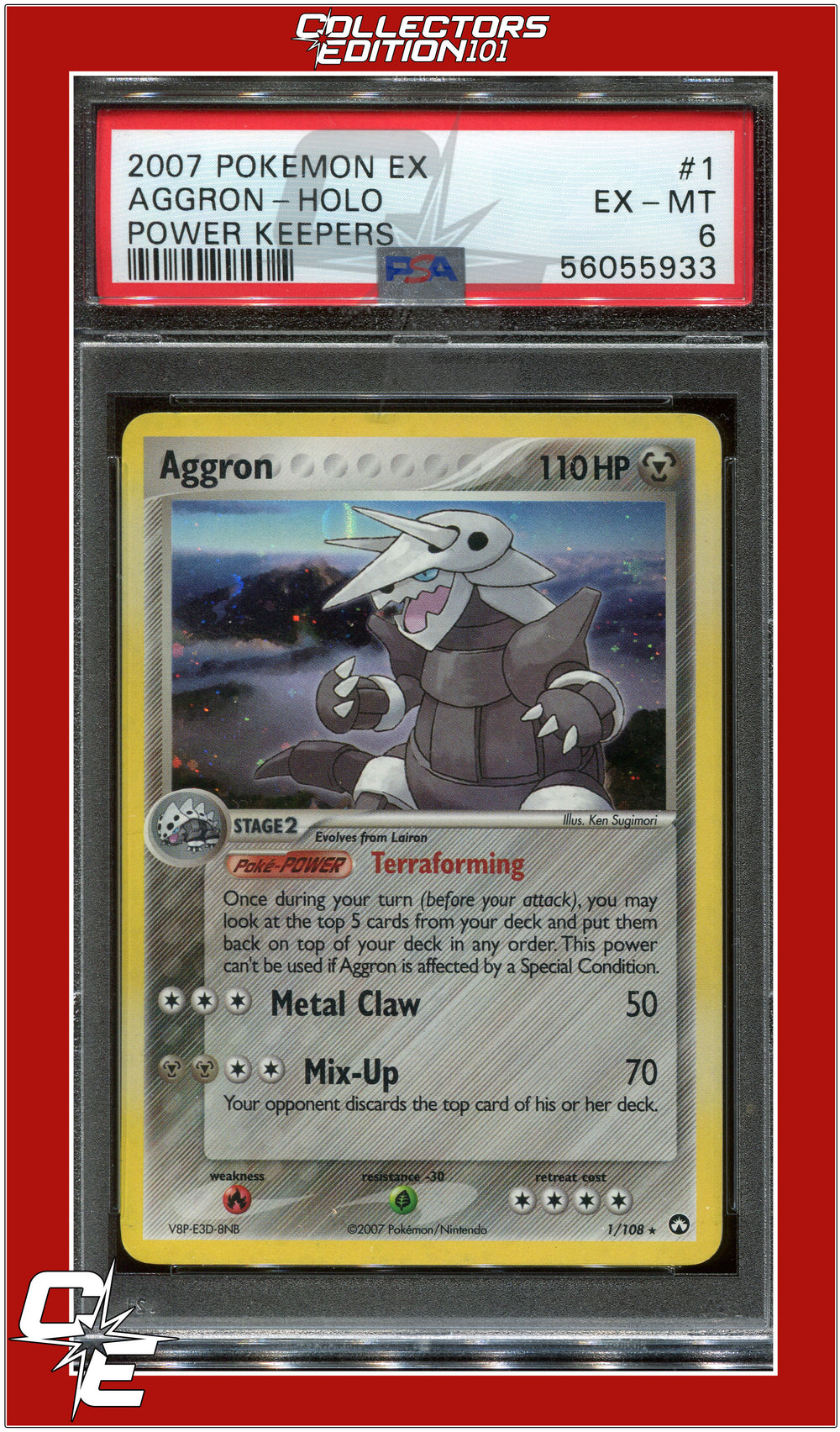 EX Power Keepers 1 Aggron Holo PSA 6