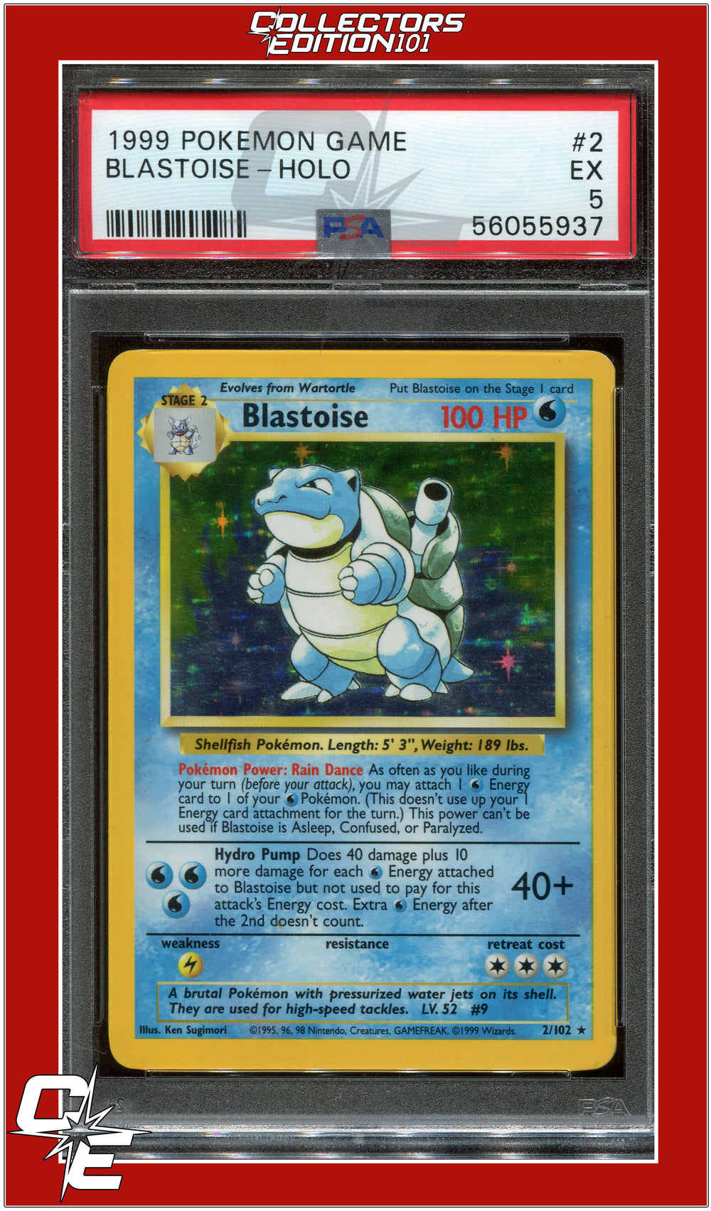 Base Set Blastoise 2 Holo PSA 5