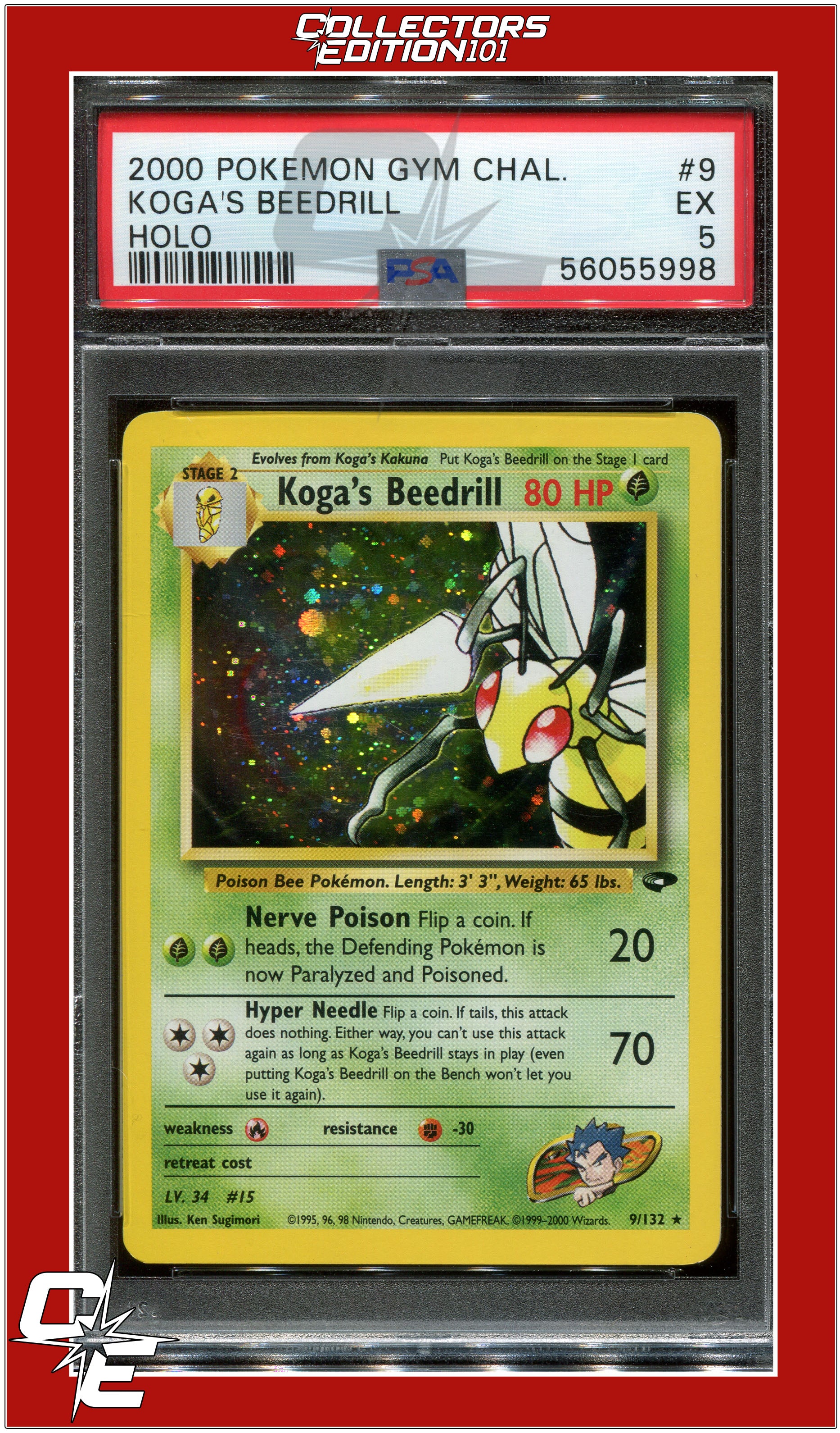 Gym Challenge 9 Koga's Beedrill Holo PSA 5 | Collectors Edition 101