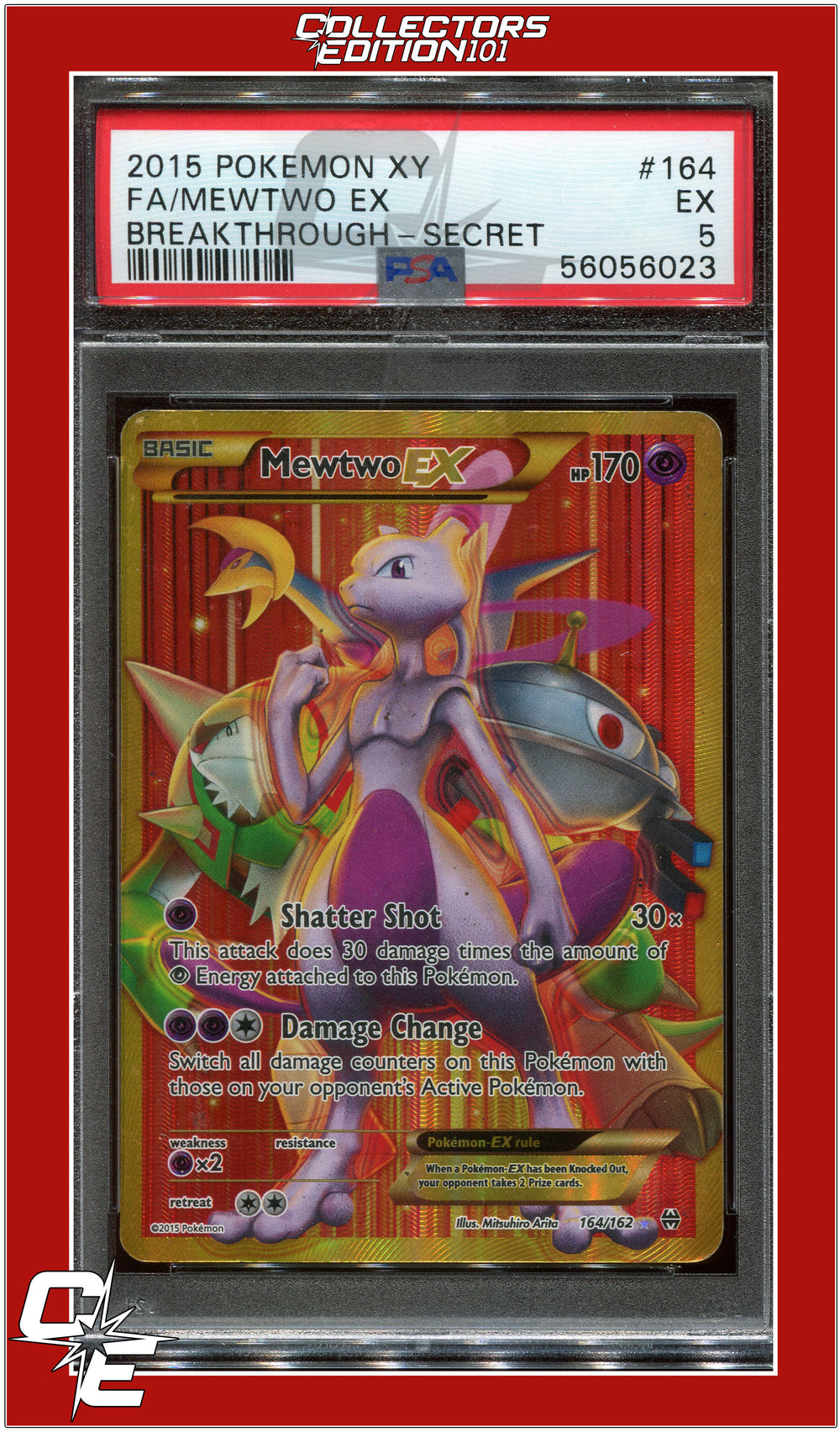 BREAKthrough 164 Full Art Mewtwo EX Secret PSA 5