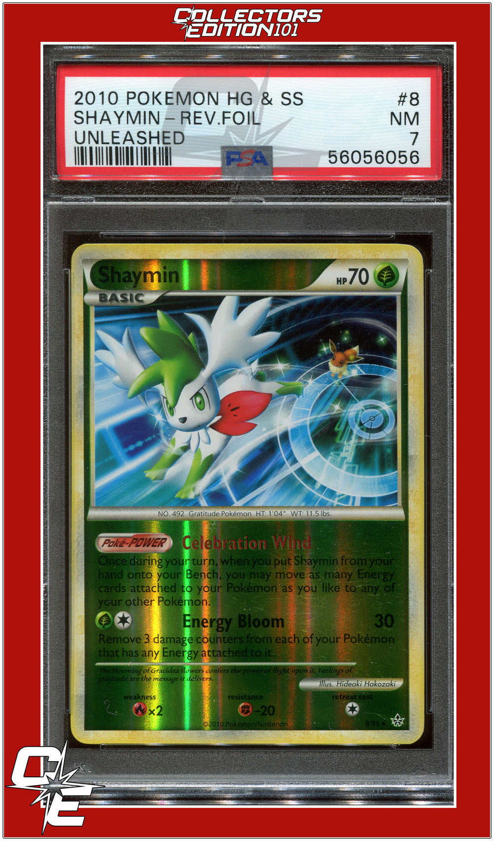 Unleashed 8 Shaymin Reverse Foil PSA 7