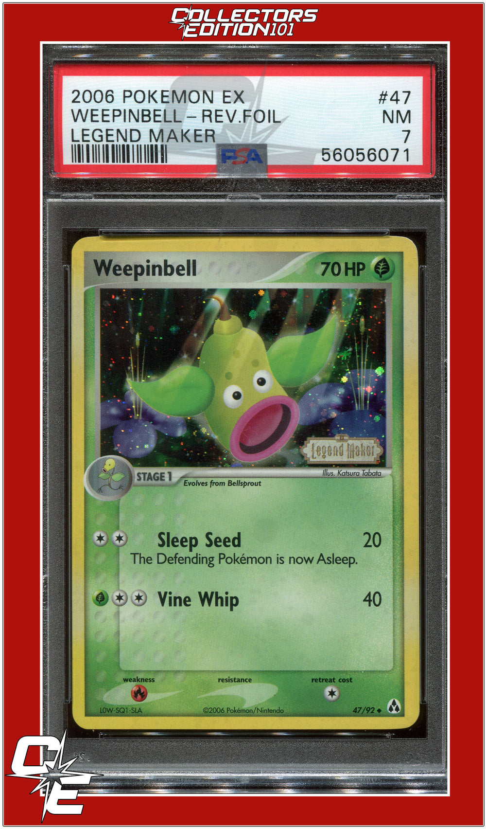 EX Legend Maker 47 Weepinbell Reverse Foil PSA 7 *SWIRL*