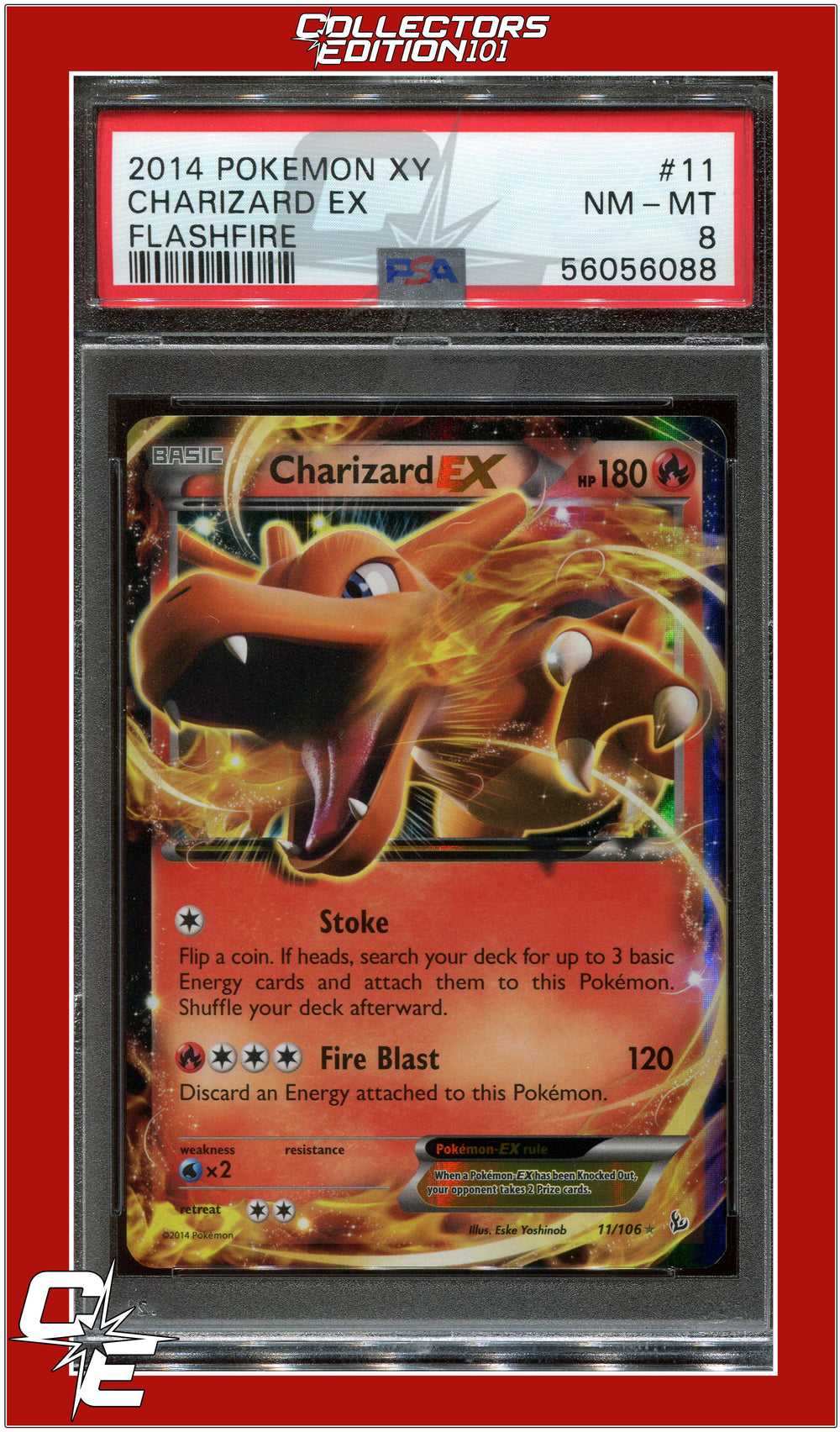 Flashfire 11 Charizard EX PSA 8