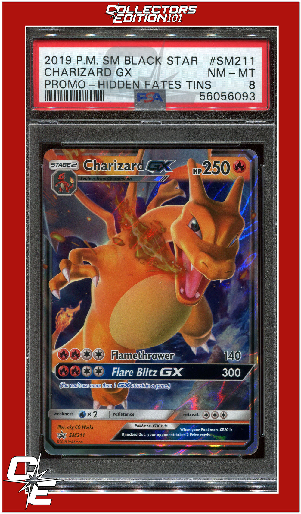 SM Black Star Promo SM211 Charizard GX PSA 8