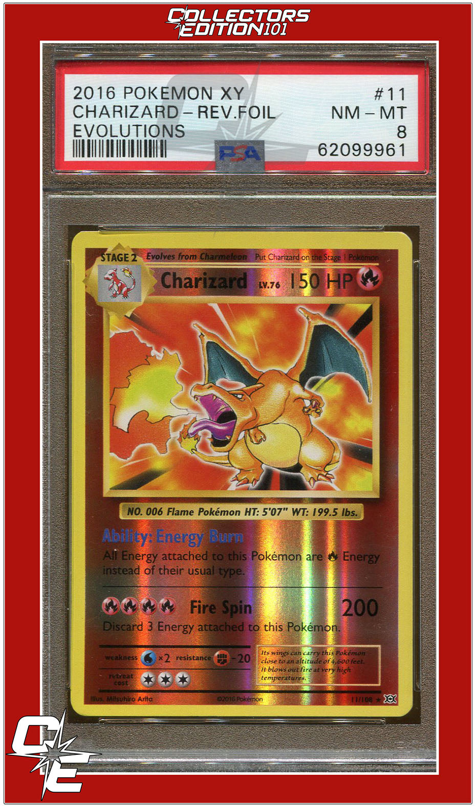 Evolutions 11 Charizard Reverse Foil PSA 8