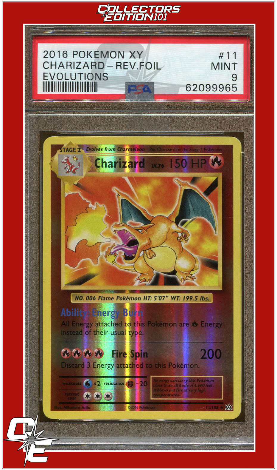 Evolutions 11 Charizard Reverse Foil PSA 9