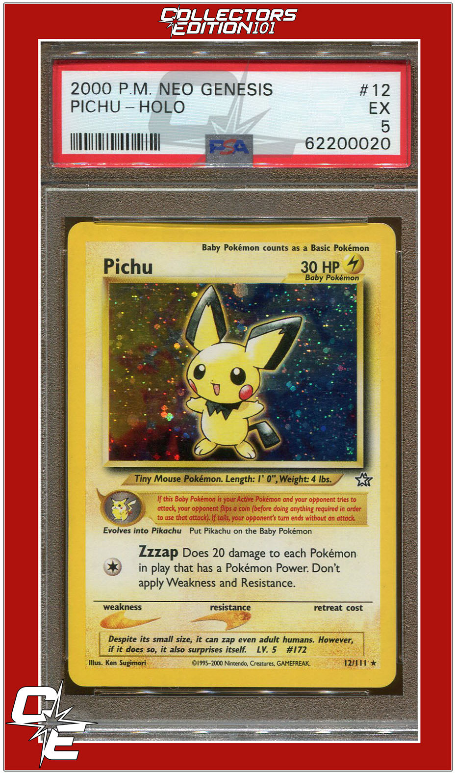 Neo Genesis 12 Pichu Holo PSA 5